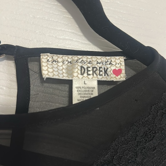 Derek Heart Black Asymmetrical Cut Out Blouse size large - Picture 4 of 11